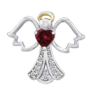 Silver with Gold Accent 3 mm. Heart Shaped Simulated Ruby And White 