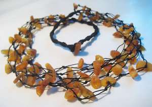 Line Raw Beads Baltic Amber Necklace.  