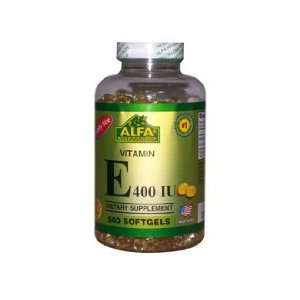 Alfa Vitamins Vitamin E 400 IU 500 softgels Antioxidant 