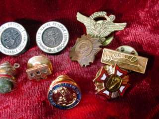 Vintage 10 Lot WWII WWI MILITARY LAPEL PINS Studs HONORABLE DISCHARGE 