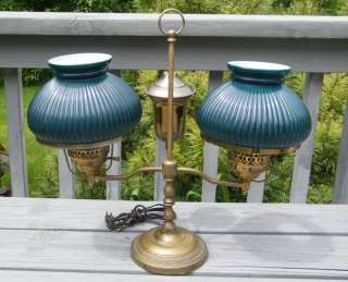 Antique Vintage Victorian Brass Double Student Oil Lamp  