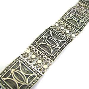 925 Sterling Silver Artisan Filigree Bracelet Tube Bar Clasp   ID251 