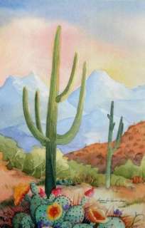 Southwest Art Saguaro Prickly Pear Print Among Friends I Desert 