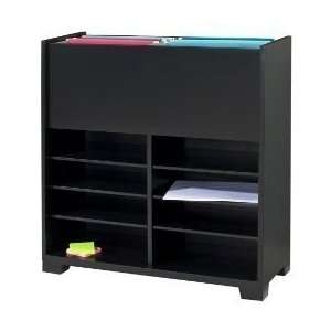  Hollis Open File Filing Cabinet w/ Shelves / Slots ~Black 