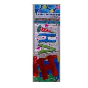 Assorted 2 Count Happy Birthday Banners, 72in X 5in Foil Laser Banner 