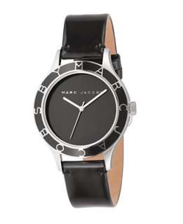   Jacobs Watch, Womens Round Ceramic Dial Patent Leather Strap MBM1087