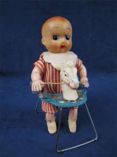 Vintage Wind Up Baby In Tin Horse Themed Walker Japan  