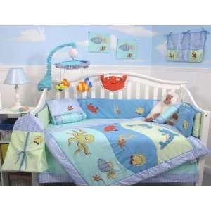 SoHo Dolphins Baby Crib Nursery Bedding Set 13 pcs included Diaper Bag 
