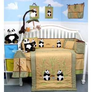  Panda Bear Baby Crib Nursery Bedding Set 13 pcs included Diaper Bag 