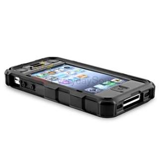 OEM BALLISTIC Black Hard Core Case+Protector for Verizon AT&T iPhone 4 