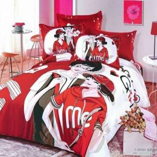 4pc Romantic Anime Queen/King Comforter Bedding Set N52  