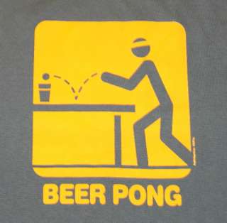 Beer Pong Stick Figure Icon T Shirt, NEW  