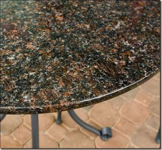 Outdoor Patio Furniture 3 Pc Dark Wicker & Granite Table Top Bistro 