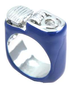 Cigarette Lighter Blue Silver Ring Size 7  