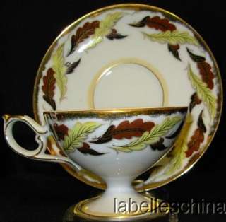 Shafford Japan HP Pedestal Teacup and Saucer gilt wear  