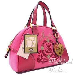   Couture Floral Crest Velour Bowler Bag Tote Purse Satchel Handbag