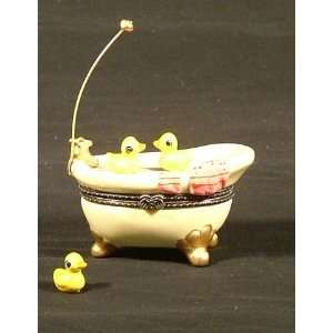  Bath Tub Rubber Duck Yellow Ducky Porcelain Hinged Trinket 