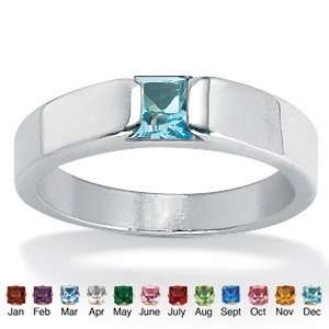   Princess Cut Birthstone Stackable Ring  December  Simulated Blue Topaz