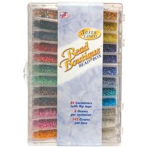   Bead Box, Multi Color Silver Lined Seed Beads Arts, Crafts & Sewing