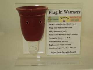 Burgundy Plug In Ceramic Night Light Tart Warmer & Bowl 12194  
