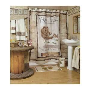   GRIZZLY BEAR vintage soap SHOWER CURTAIN lodge decor