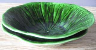 Unique Lettuce Cabbage Leaf 2 Soup Bowl Ruffled Green  