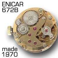 MOVEMENT ENICAR CAL. 672 B, Handwind 1970, SIZE 6.75  