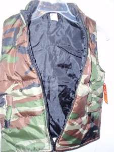   Poly Fill Vest  Sizes M L XL XXL XXXL  Black or Camouflage  