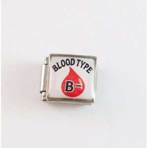 Blood Type B   Negative Medical Italian Charm for Bracelet Square