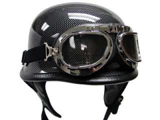 German Carbon Fiber Motorcycle Half Helmet w/Goggles ~M  