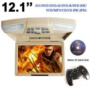   BEIGE Flip Down Monitor with DVD Player + Video Games + Remote Control