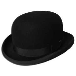  Derby Bowler Wool Felt Hat Black Mens Size Small 