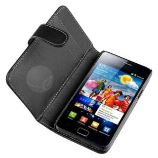 Black Pouch Case Skin+Car Charger+Privacy LCD For Samsung Galaxy S II 