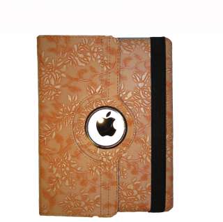 iPad 2 Smart Cover Leather Case Rotating Stand Wake/Sleep Embossed 