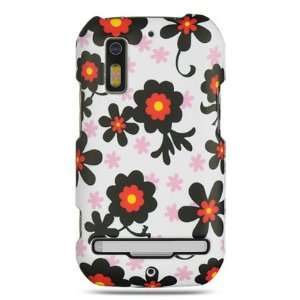 Motorola Photon 4G MB855 Electrify Rubber Case White W Black Daisy 