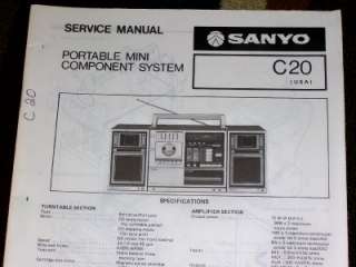 Sanyo C20 Radio Cassette Recorder Service/Parts Manual  