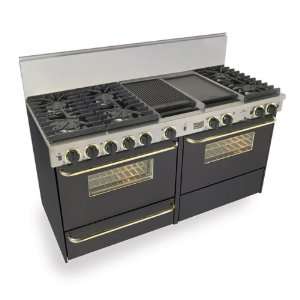   Oven, 1 Large Gas Convection Oven And Continuous Top Grates   Black