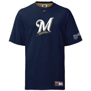  Nike Milwaukee Brewers Navy Blue Tackle T shirt Sports 