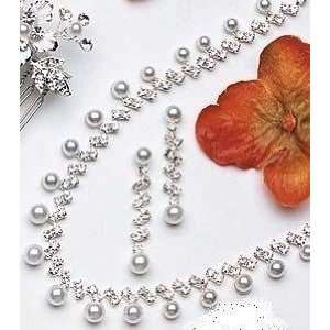 Bridal Wedding Prom Bridesmaid Jewelry Necklace Earring Set White 