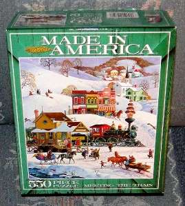 550 PIECES CEACO Jigsaw Puzzle MEETING THE TRAIN Made In America BOB 