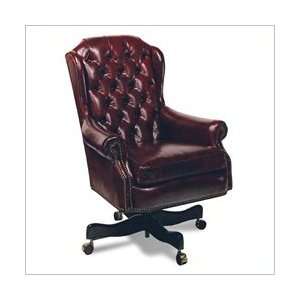   Brown Distinction Leather Swivel Tilt Wood Executive Chair with Arms
