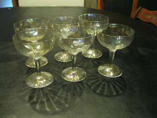 Set of 6 iridescent champagne sherbet glasses glass drinking clear 
