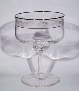   MOONSPUN Etched Crystal Champagne / Sherbet Glass Platinum Trim  
