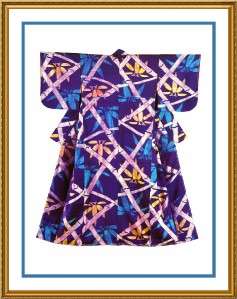 Japanese Purple Geometric Kimono Counted Cross Stitch Chart  