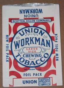 Vintage Union Workman Chewing Tobacco Foil Pack Bag  