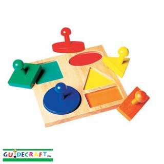 New Guidecraft Childrens Kids Geometric Wooden Puzzle Play Set  