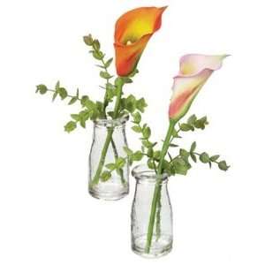 Artificial Calla Lily in Milk Bottle Vase   Orange or Pink  