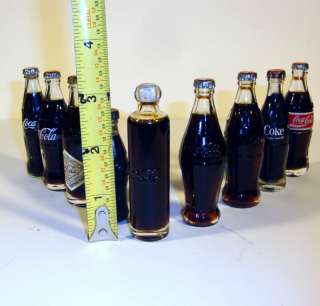   of 9 mixed Vintage Style Miniature Coca Cola Glass Bottles Ships Fast