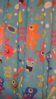 Jumping Beans Monsters Fabric Shower Curtain for Childrens Bath NEW 