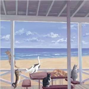   11049 Cats On Deck Outdoor Art   Saxe Size 32 x 32